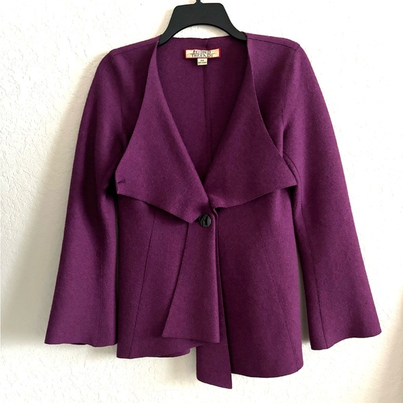 Beyond Threads Purple Bell Sleeve Alpaca Wool One Button Jacket Size XS - Picture 3 of 8